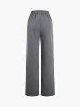 Buttoned Elastic Waistband Straight Leg Pants